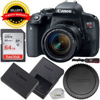 Canon EOS Rebel T7i DSLR Camera with EF-S 18-55mm f/4.0-5.6 is STM Lens and Basic Accessory Bundle - Includes SanDisk Ultra 64GB SDXC Memory Card & Microfiber Cleaning Cloth (International Version)