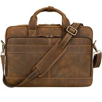 Jack&Chris Men's Genuine Leather Briefcase Messenger Bag Attache Case 14" Laptop, MB005B