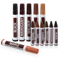 Ram-Pro Furniture Markers Touch Up Repair System - 12Pc Scratch Restore Kit - 6 Felt Tip Wood Markers, 6 Wax Stick Crayons | Colors: Maple, Oak, Cherry, Walnut, Mahogany, Black