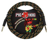 Pig Hog PCH10RA 1/4" to 1/4" Rasta Stripes Guitar Instrument Cable, 10 Feet