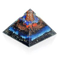 New Energy Generator Orgone Pyramid | Lapis Lazuli | Red Jasper | Shungite | Black Tourmaline Orgone Pyramid for EMF Protection - Orgonite Reiki Healing Pyramid