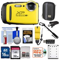 Fujifilm FinePix XP130 Shock & Waterproof Wi-Fi Digital Camera (Yellow) with 32GB Card + Battery + Cases + Float Strap + Selfie Stick + Kit