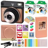 Fujifilm Instax Square SQ6 - Instant Camera Blush Gold with Carrying Case + Fuji Instax Film Value Pack (40 Sheets) Accessories Bundle, Color Filters, Photo Album, Assorted Frames + More
