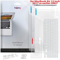Homy Full Protection Kit for MacBook Air 13 inch 2017 or Earlier: 2X Matte Screen Protector + Keyboard Skin Touch ID + 2X Anti-Spy Camera Slide Cover + Dust Plugs + Trackpad Cover, A1369 / A1466
