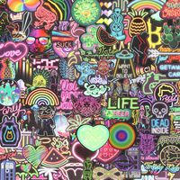 Neon Water Bottle Sticker,121 PCS Waterproof Laptop Sticker,Neon Designs Vinyl Decal Sticker Pack for Phone, Computers, Motorcycle, Bicycle, Car, MacBook,PS4,Xbos(121PCS)