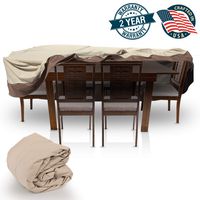 Pyle Patio Table Chair Cover - Armor Shield Lawn Veranda Porch Deck Ottoman Wicker Furniture Cover with Air Vent - Fits Rectangle / Oval Table w/ 6 Seat 108"Lx58"Wx23"H - PVCTBLCH42 (Medium)
