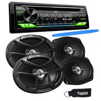 JVC KD-T915BTS - CD, Bluetooth, Dual USB, AUX, Amazon Alexa, SirusXM Ready + Two Pairs of JVC 6x9 Speakers