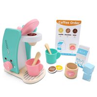 Play Kitchen Accessories - Brew & Serve Wooden Coffee Maker Set, Encourages Imaginative Play, 13 Pieces, Upgraded Toy Coffee Set for Kids-Fun and Colorful for Girls and Boys