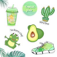 HORIECHALY Avocado Green Vinyl Sticker Series， Decal for Laptop MacBook Computer Phone Pad，Fresh and Elegant Emerald Cacti，Lemon Drinks, Perfect Decal in Summer!