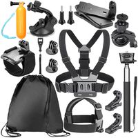 Neewer 14-in-1 Action Camera Accessory Kit for for GoPro Hero5 Session/Hero 1 2 3 3+ 4 5 6 7 SJ4000 5000 6000 Sony Sports DV, Includes Chest Mount,Helmet Mount,Telescopic Monopole,Floaty Handle
