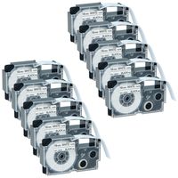 GREENCYCLE 10 Pack Compatible XR-18WE XR-18WE2S Black on White Label Tape 3/4"x 26'(8m) for KL100 KL120 KL750 KL430 KL820 Label Printer