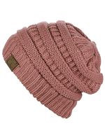 C.C Trendy Warm Chunky Soft Stretch Cable Knit Beanie Skully, Mauve
