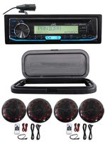 JVC Hot Tub Audio System w/Stereo Bluetooth Receiver+4 6.5" Black LED Speakers