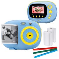 Sunny & Fun Crafty Cam | Best Gift for Boys Girls | Kids Instant Print Camera & Video Camcorder Bundle with 2.4" HD Screen, Selfie Mirror, Filters for Hours of Fun & Crafts - Blue