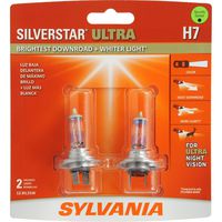 SYLVANIA - H7 SilverStar Ultra - High Performance Halogen Headlight Bulb, High Beam, Low Beam and Fog Replacement Bulb, Brightest Downroad with Whiter Light, Tri-Band Technology (Contains 2 Bulbs)