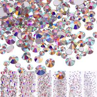Bememo 3456 Pieces Nail Crystals AB Nail Art Rhinestones Round Beads Flatback Glass Charms Gems Stones, 6 Sizes for Nails Decoration Makeup Clothes Shoes (Crystal AB, Mixed SS4 5 6 8 10 12)