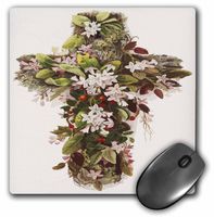 3dRose LLC 8 x 8 x 0.25 Inches Cross of Flowers A Christian Image of A Cross Embellished with Spring Flowers Mouse Pad (mp_128398_1)