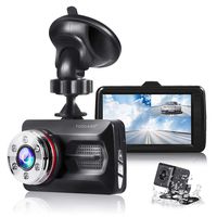 TOGUARD Dual Dash Cam Front and Rear Night Vision 1080P Car Camera and 720P Rear View Backup Camera 170° Wide Angle 3.0" LCD, 24 Hours Parking Monitor