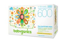 Babyganics Baby Wipes, Unscented, 600 Count (6 Packs of 100 Wipes), Packaging may vary
