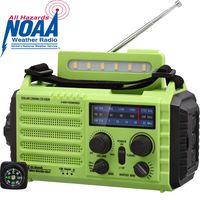 NOAA Emergency Weather Alert Radio, Solar Hand Crank Portable AM FM SW Radio with SOS Alarm, Flashlight & Reading Lamp, 2000mAh Power Bank, USB Cellphone Charger, Strap,Compass for Household & Outdoor