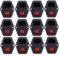 YXQ IEC320 C14 Inlet Module Plug Switch Power Socket 5A Fuse Red Male,AC 250V 10A(12Pcs)
