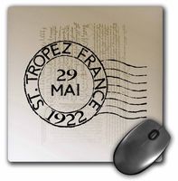 3dRose LLC 8 x 8 x 0.25 Inches Mouse Pad, St. Tropez Vintage French Art Postage Stamp (mp_79311_1)
