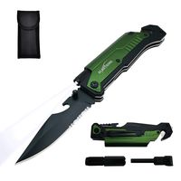 ALBATROSS Best 6-in-1 Survival Tactical Folding Pocket Knife with LED Light, Seatbelt Cutter, Glass Breaker, Magnesium Fire Starter, Bottle Opener; Multi-Function Emergency Tool