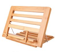 Exerz Bamboo Reading Rest Cookbook Stand Recipe Holder Bookrest - Premium/Adjustable Foldable/Text Book Ipad Tablet Dictionary/Natural Wood Eco Friendly- 13.5 x 9.5 x 1" / 34 x 24 x 2 cm (Bamboo)