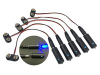 5 Pack, Blue LED 9 Volt Battery Operated Micro Effects Light for Scenery Props and Models