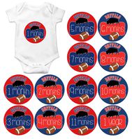 Gift Set of 12 Round Keepsake Photography Monthly Baby Stickers with Buffalo New York Bills Football MOSB168