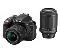Nikon D3300 24.2 MP CMOS Digital SLR with 18-55mm DX VR II & 55-200mm DX VR II Zoom Lenses (Black) - International Version (No Warranty)