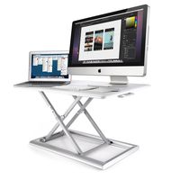 Adjustable Standing Desk Converter, AboveTEK Compact Solid Aluminum Computer Riser, 30" Desktop Platform w/Smooth Air Assist at Home Office (White)
