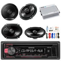 Kenwood KDC118 Car Radio USB AUX CD Player Receiver - Bundle Combo with 2X 250W 6x8 inch 2-Way Coaxial Car Audio Speakers + 2X 6.5-Inch Speakers + 4-Channel Amplifier + Amp Kit