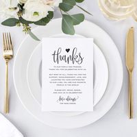 Bliss Collections Wedding Place Setting Thank You Cards for Your Table Centerpieces and Wedding Decorations - Made in the USA - 4x6 Cards, Pack of 50 (Black)