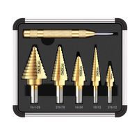 Tacklife Step Drill Bit Set with & Automatic Center Punch,High Speed Steel |5+1 Pieces Drill Bit Set| Total 50 Sizes, Double Cutting Blades, Aluminum Case Included - PDH06A