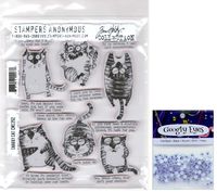 Tim Holtz Snarky Cat - Stampers Anonymous Cling Stamps with Packet of Googly Eyes