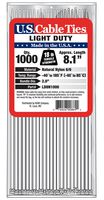 US Cable Ties LD8N1000 8-Inch Light Duty Cable Ties, Natural, 1000-Pack