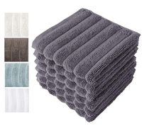 Classic Turkish Towels Luxury Ribbed Washcloths - Soft Thick Jacquard Woven 6 Piece Bath Set Made with 100% Turkish Cotton (Grey, 13x13 Washcloths)