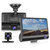 Dash Cam 1080P, Sunjoyco 4'' LCD 3 Lens Car DVR Dashboard Camera Recorder + Rearview Camera with G-Sensor, Loop Recording, Night Mode