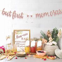 MORDUN MOMosa Bar Sign Banner Tags - Rose Gold Decorations for Baby Shower Mom Birthday Mother's Day New Mum Brunch Dia de las Madres