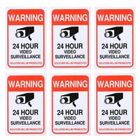 ANNKE Home Security Sign and Business Camera & Video Surveillance Sticker for Indoor Outdoor Use Long Lasting Weatherproof Window & Door Warning Alert 24 Hour Surveillance Decal - 6 Pack