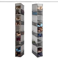 ZOBER 10-Shelf Hanging Shoe Organizer (2 Pack) Hanging Closet Shoe Organizer with Side Mesh Pockets, Space Saving Shoe Holder & Storage, Closet Organizer Great for Shoes, Purses, Handbags Etc.