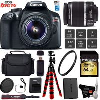 Canon EOS Rebel T6 DSLR Camera with 18-55mm is II Lens + Flexible Tripod + UV Protection Filter + Professional Case + Card Reader - International Version