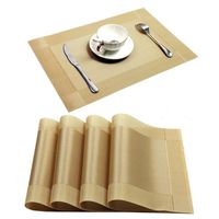 U'Artlines Placemat, Crossweave Woven Vinyl Non-Slip Insulation Placemat Washable Table Mats (Gold, 4pcs placemats)