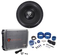 Rockville W12K6D2 V2 12" 2400 Watt Car Audio Subwoofer+Mono Amplifier+Amp Kit