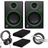 Mackie CR4 4" Multimedia Monitor with Studio Headphones, Knox Gear Isolation Pads and Breakout Cable