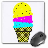 3dRose LLC 8 x 8 x 0.25 Inches Mouse Pad, Cute CMYK Ice Cream Cone Vector Food Cartoon (mp_102420_1)