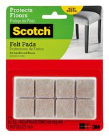 Scotch Brand Felt Pads, Square, Beige, 1 in. x 1 in, 16 Pads/Pack
