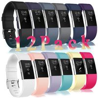 Bands Replacement Compatible for Fitbit Charge 2, Adjustable Wrist Accessories Sport Wristbands for Women&Men (Twelve in Pack, Small)