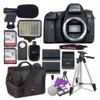 Canon EOS 6D Mark II Digital SLR Camera Body + 2X 64GB SDHC Memory Cards + Accessory Bundle